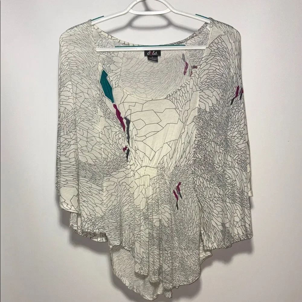 Dots White and Teal Blouse